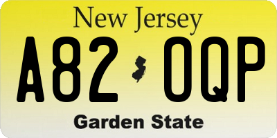 NJ license plate A82OQP