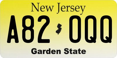 NJ license plate A82OQQ