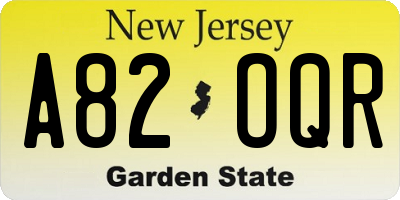 NJ license plate A82OQR