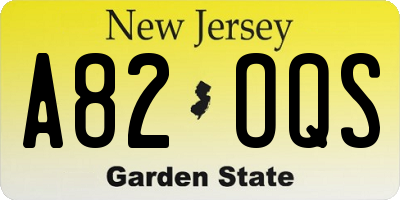 NJ license plate A82OQS