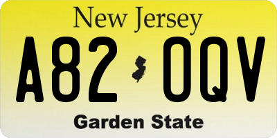 NJ license plate A82OQV