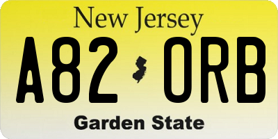 NJ license plate A82ORB