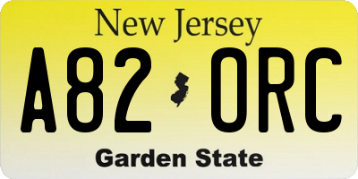 NJ license plate A82ORC