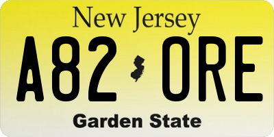 NJ license plate A82ORE