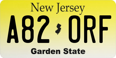 NJ license plate A82ORF
