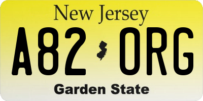 NJ license plate A82ORG