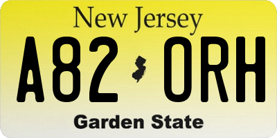 NJ license plate A82ORH
