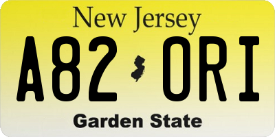 NJ license plate A82ORI