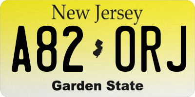 NJ license plate A82ORJ