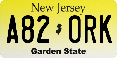 NJ license plate A82ORK