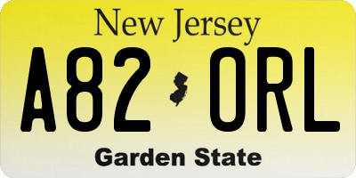 NJ license plate A82ORL