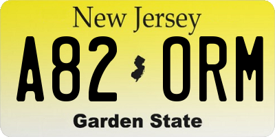 NJ license plate A82ORM
