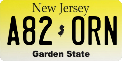 NJ license plate A82ORN