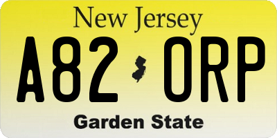 NJ license plate A82ORP