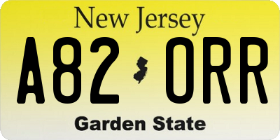 NJ license plate A82ORR