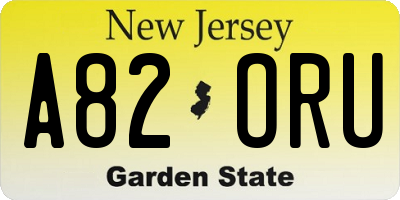 NJ license plate A82ORU