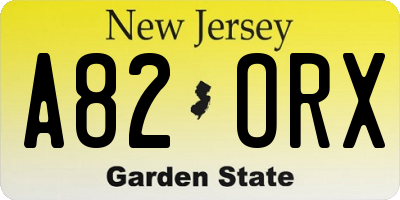 NJ license plate A82ORX