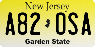 NJ license plate A82OSA