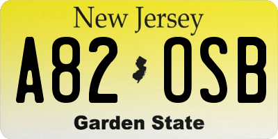 NJ license plate A82OSB