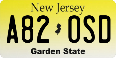 NJ license plate A82OSD