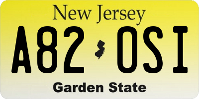 NJ license plate A82OSI