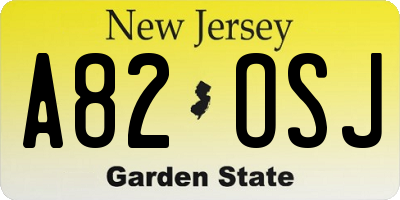 NJ license plate A82OSJ