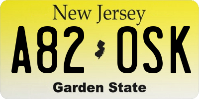 NJ license plate A82OSK
