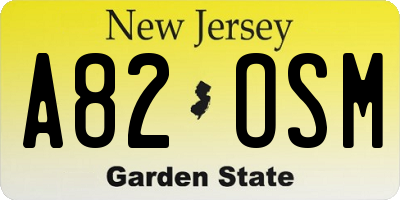 NJ license plate A82OSM