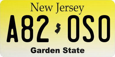 NJ license plate A82OSO