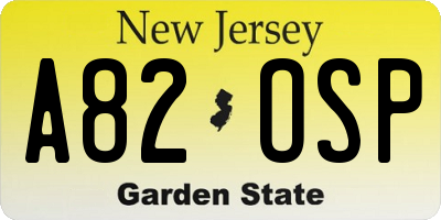NJ license plate A82OSP