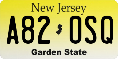 NJ license plate A82OSQ