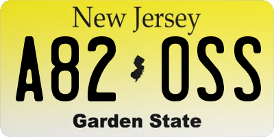 NJ license plate A82OSS