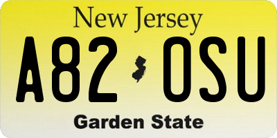 NJ license plate A82OSU