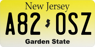 NJ license plate A82OSZ