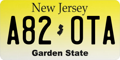 NJ license plate A82OTA