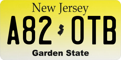NJ license plate A82OTB