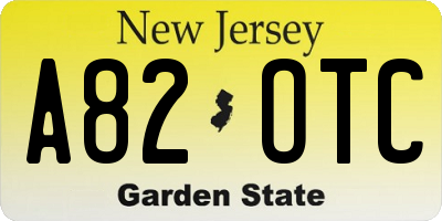NJ license plate A82OTC
