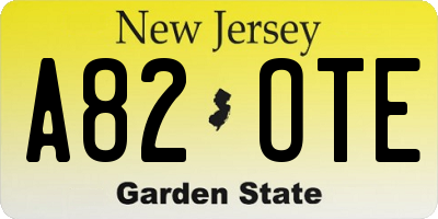 NJ license plate A82OTE