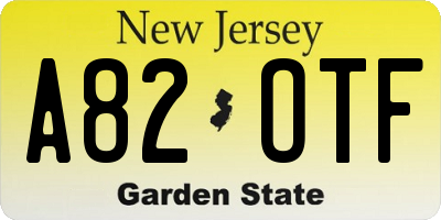 NJ license plate A82OTF