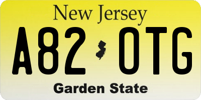 NJ license plate A82OTG