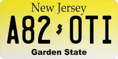 NJ license plate A82OTI