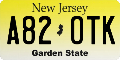 NJ license plate A82OTK