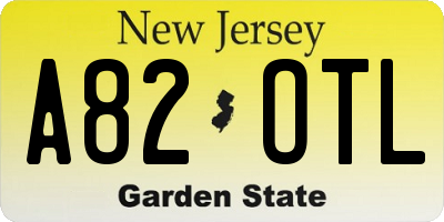 NJ license plate A82OTL