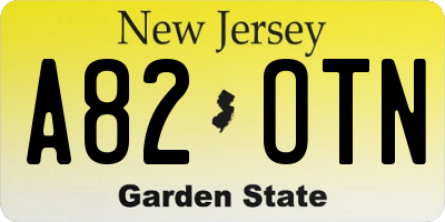 NJ license plate A82OTN