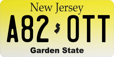 NJ license plate A82OTT