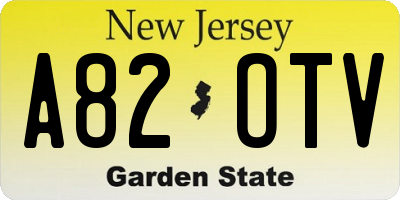 NJ license plate A82OTV