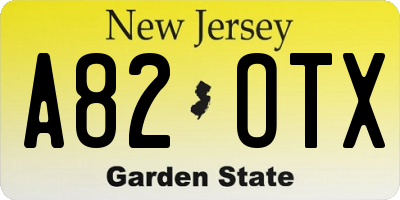 NJ license plate A82OTX