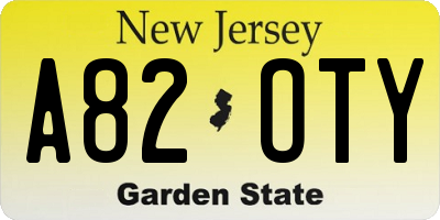 NJ license plate A82OTY
