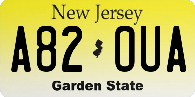 NJ license plate A82OUA
