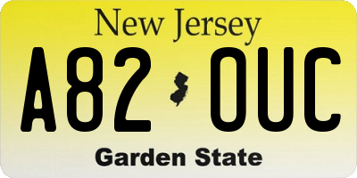 NJ license plate A82OUC